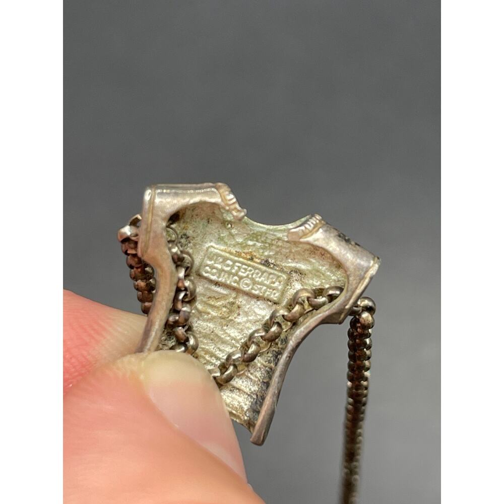 Vintage J&C Ferrara Co Inc. Sterling Silver 925 Shirt Pendant Chain Necklace 15" - Picture 7 of 9